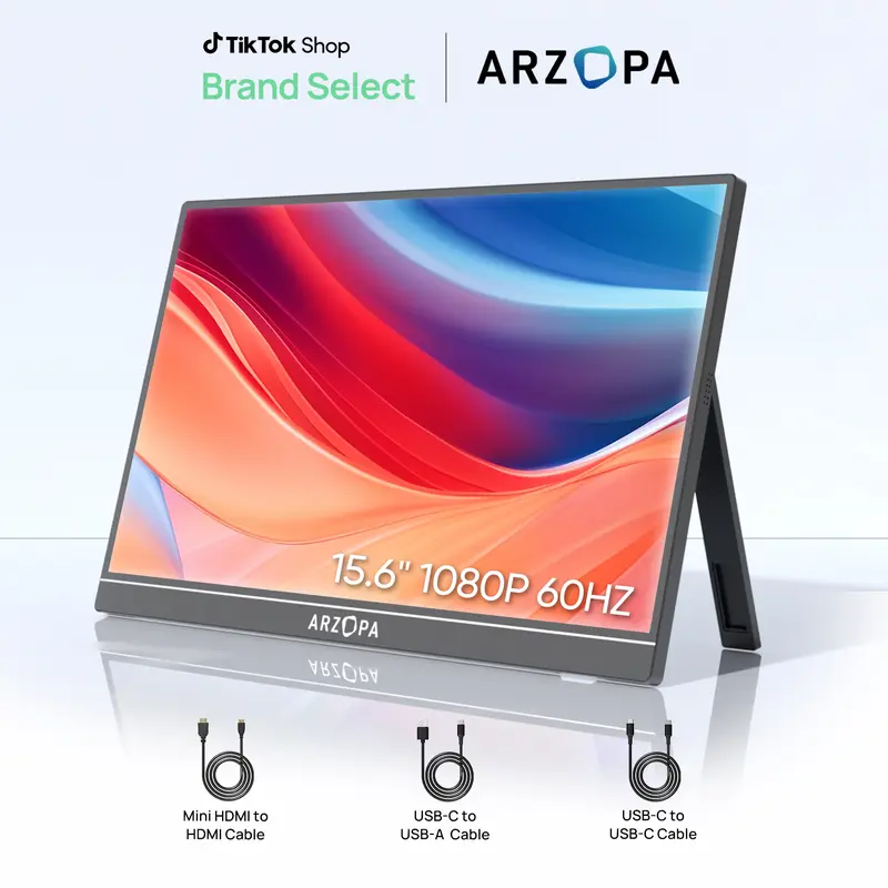 ARZOPA Portable Monitor 15.6'' 1080P 60Hz&144Hz FHD Laptop Monitor USB C HDMI Computer Display HDR Eye Care External Screen for PC Mac Phone Xbox Switch PS5
