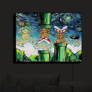Illuminated Wall Art, Hand Made by DiaNoche Designs |  Aja Ann - van Gogh Super Mario Bros