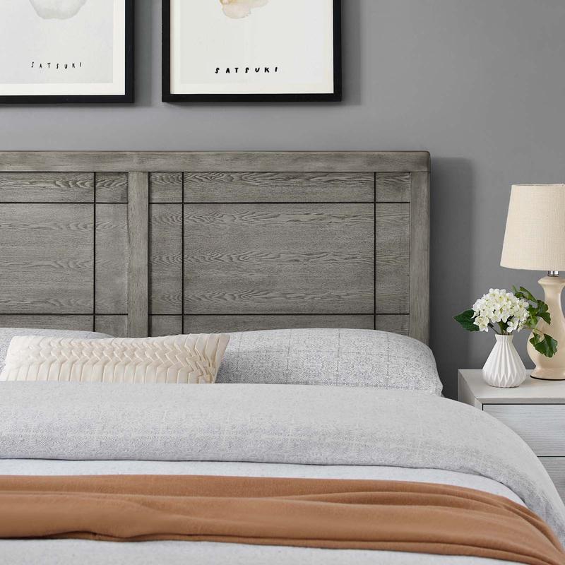Modway Archie Full Wood Headboard in Gray