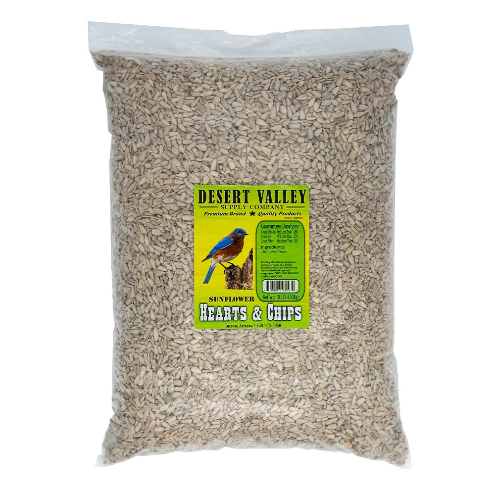 Desert Valley Premium Quality Sunflower Hearts and Chips Seed - All Natural - Non-GMO Wild Bird and Wildlife Food