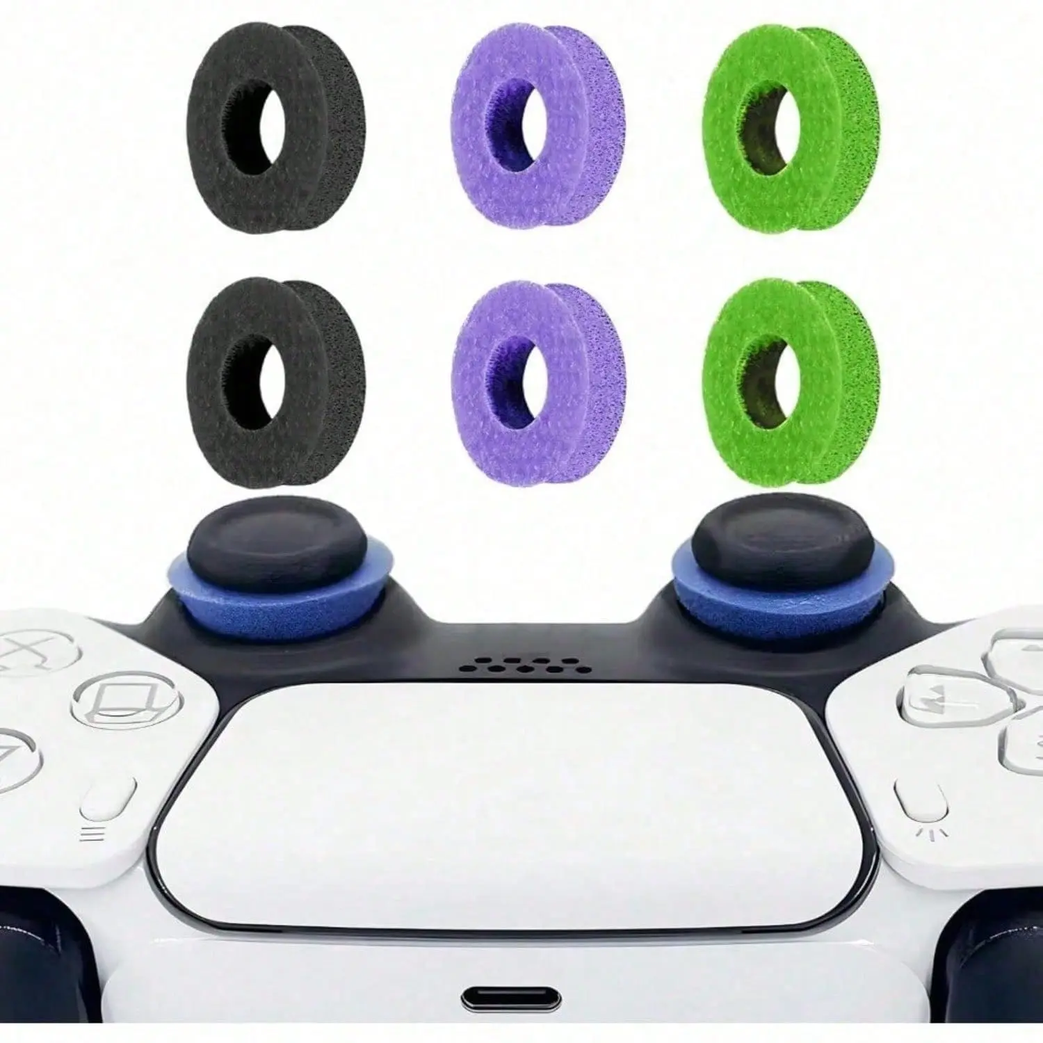 6-Piece Universal Silicone Gaming Controller Thumb Grip Rings, Non-Slip Resistance Accessories for Casual Console Gaming - Improves Aim, Reduces Fatigue
