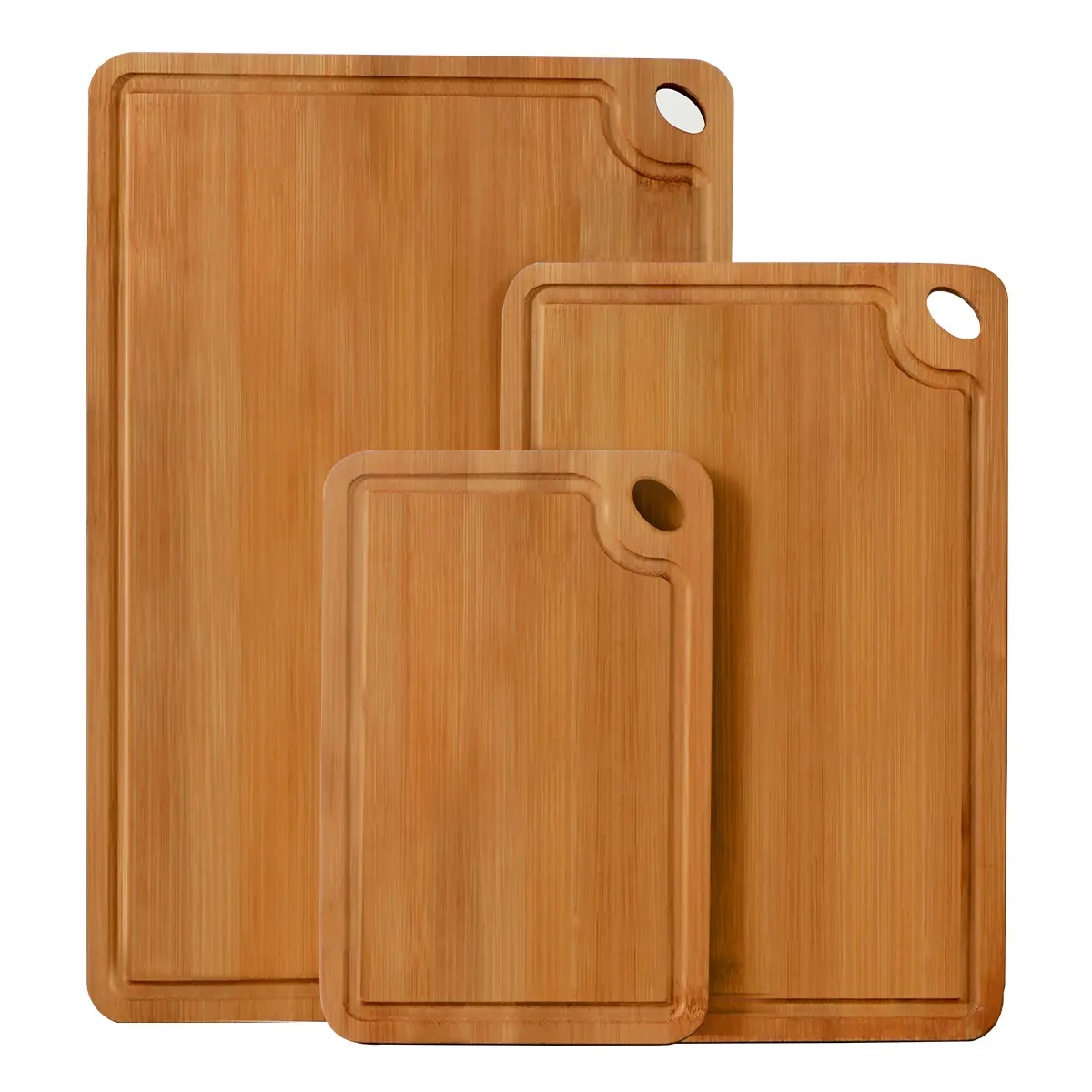 Bamboo Cutting Board Set with Juice Groove & Handle, Durable Chopping Board for Meat, Vegetables & Fruits, Easy to Clean Kitchen Prep & Serving Board