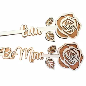 Rockin' Wood Customized Rose with Name for Mother's Day, Valentine's Day Gift Wooden