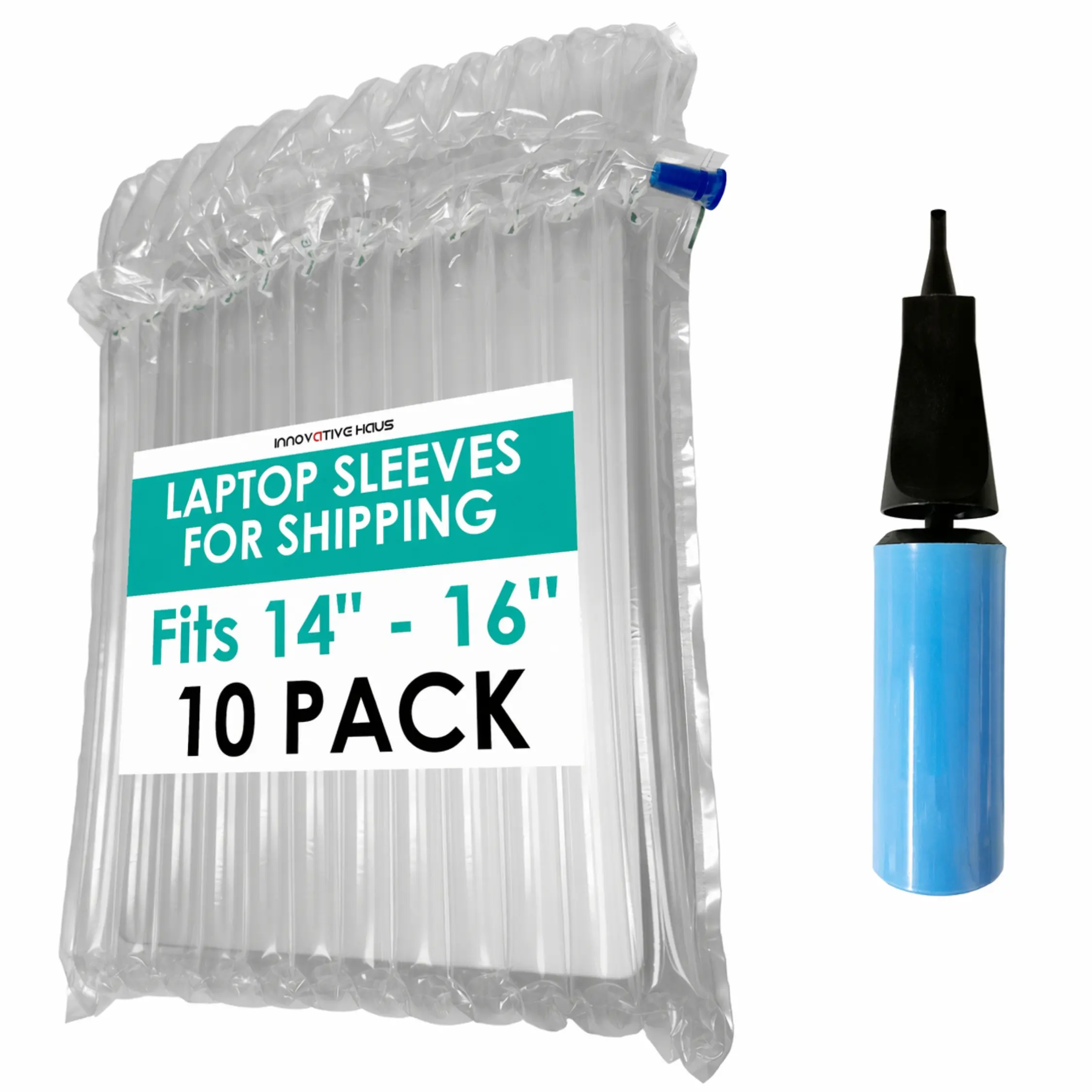 Innovative Haus 10 Pack Inflatable Laptop Protective Bags with Free Pump. Ideal for 14-16 Inch Notebooks, Lightweight, Durable. Perfect for Shipping, Traveling, and Protecting Your Computer.