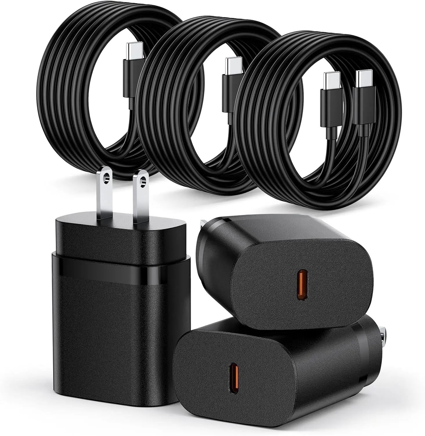 3PCS Type C Super Fast Charging Charger for Samsung Galaxy, 25W Charger Block with 60W USB C to C Cables (6ft) for Samsung Galaxy SS26 Ultra/S26/S26+/S25/S24 /S23 /S22, Android/iPhone 17 16 15
