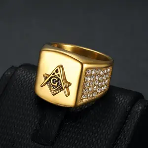 Luxury and Generous Stainless Steel Synthetic Zircon AG Letter Men's Ring for Daily Parties, Giving Men Gift Jewelry