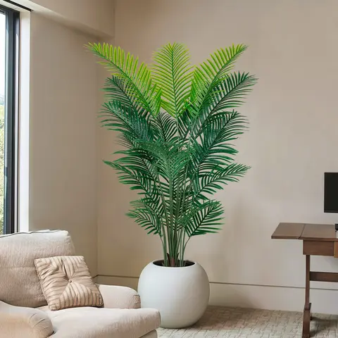 VITALISMO Premium Artificial Areca Palm (4-6 ft) - Realistic Decorative Faux Artificial Palm Plants, Maintenance-Free Silk Floor Plant for Modern Home-Office, Instant Tropical Refresh for Offices