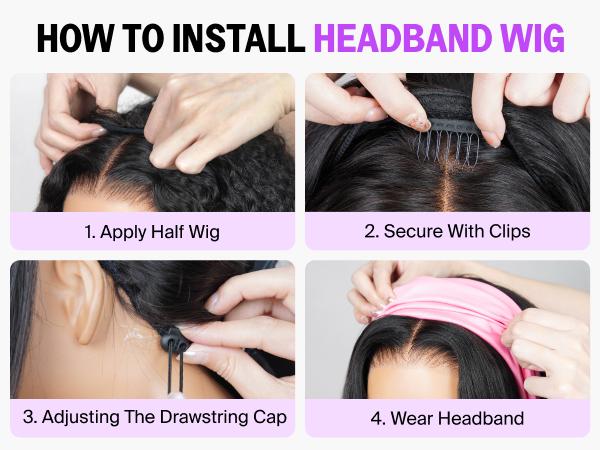 [3 IN 1 HALF WIG] Megalook Affordable Seamless Kinky Curly Half Wig Glueless Human Hair Wigs Flip Over Wig Beginner Friendly Easy Wear Go Quick Weave Hair