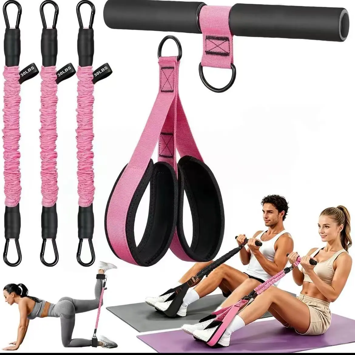 Multifunction Tension Rope,Elastic Yoga Pedal Puller Resistance Band, Tension Rope Fitness Equipment, for Abdomen/Waist/Arm/Leg Stretching Slimming Training