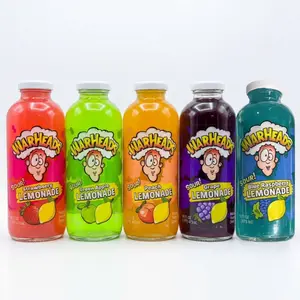 Warheads Sour Lemonade 16 oz Glass - 5 flavors-Strawberry, Green Apple, Peach, Grape, Blue Raspberry - lemonade Fruit Drink
