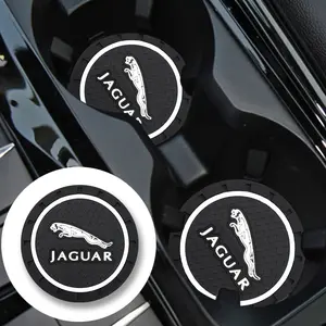 Jaguar Car Cup Holder Mat, Anti-Slip Coaster with Water Bottle Slot, Interior Logo Design, Fits Jaguar Models, Durable and Stylish Accessory, Car Accessories