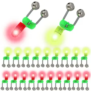 20Pcs LED Night Fishing Rod Bite Bait Alarm Light with Twin Bells Ring Fishing Bite Alarm Indicator On Fishing Rod for Professional Fishermen tiktokshopspringglowup