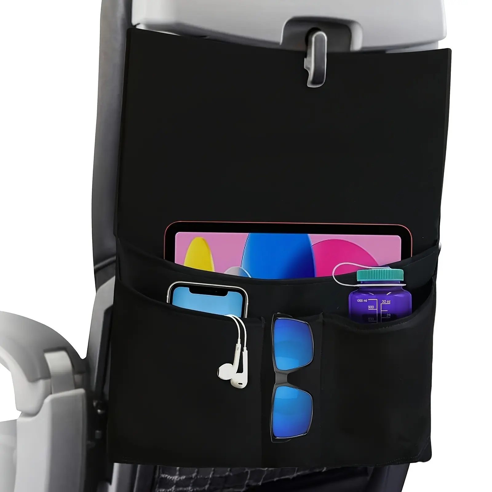 Airplane Tray Table Cover with Pocket Organizer, Seat Back Storage Holder, Personal Item Holder, Travel Accessories, Easy Clean Airplane Must-Have