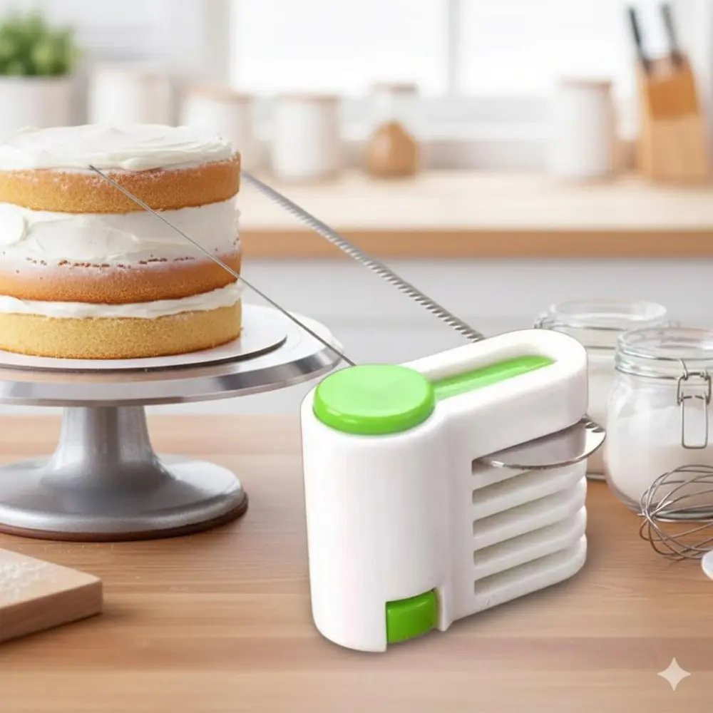 Professional Cake Slicer Tool: Even Thickness Layer Cutter with Anti-Slip Grip, Crumbs-Free, Easy to Clean. Essential Baking Equipment for Uniform Cake Slices, Party Dessert Prep, Kitchen & Dorm Use.