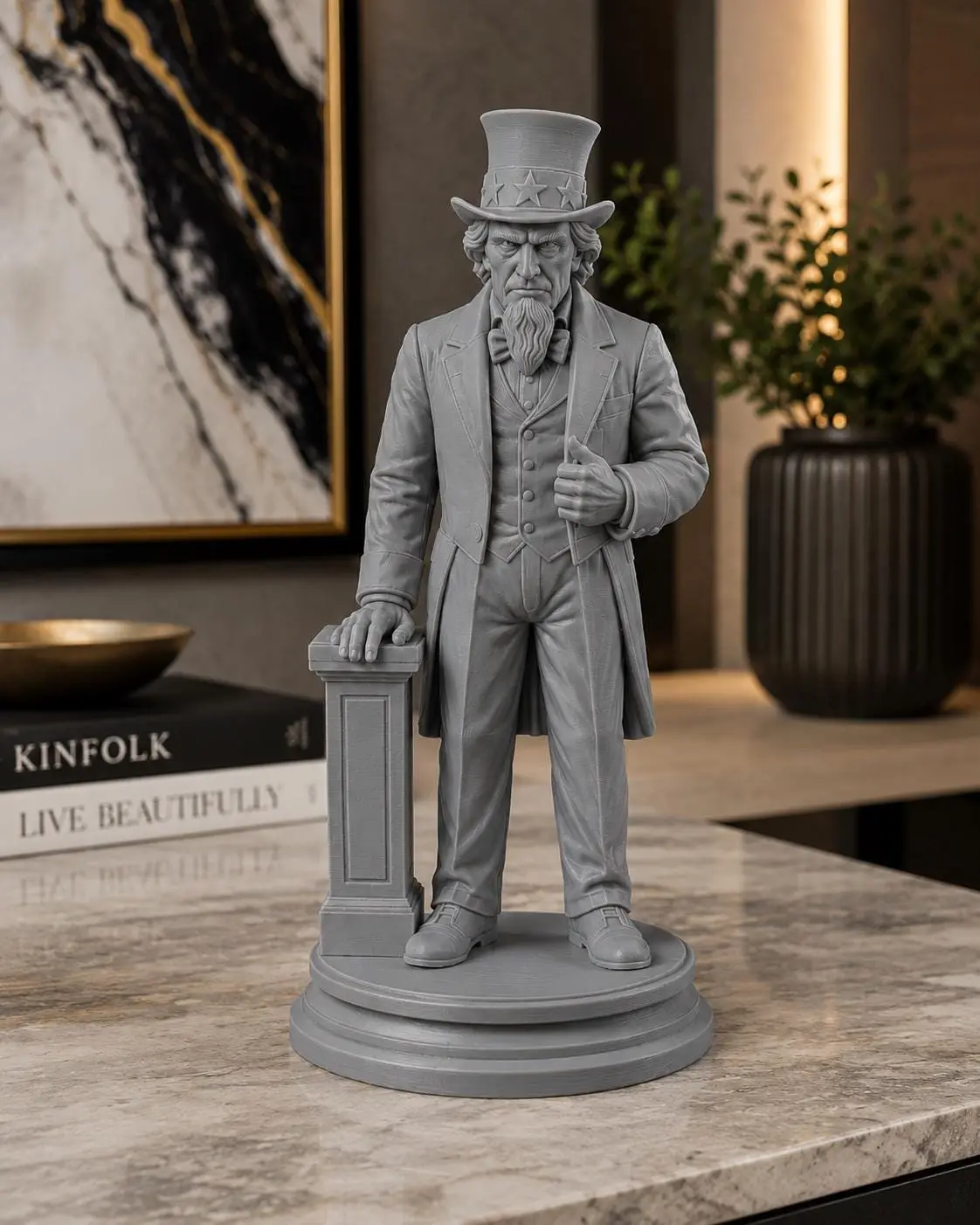 Uncle Sam Statue, 3D Printed Patriotic Sculpture, Decorative Figurine, Home Office Decor, Collector Gift