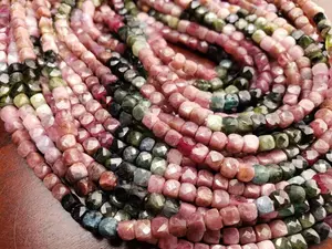 Multi Tourmaline cube square Faceted 4.5mm dice shape Jewelry Making natural Beads 12" full  St,Approx 70 pcs