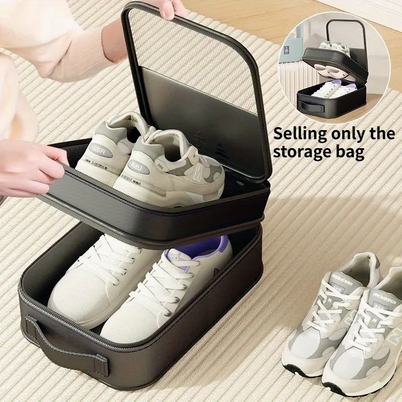 High-Capacity Travel Shoe Bag – Holds 3 Pairs of Shoes; Durable, Dustproof, and Breathable Storage; Features a Comfortable Black Handle