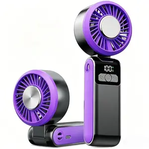Portable Handheld Turbo Fan with Ice Cooler, 10000 RPM High Speed Personal Fan, 1-100 Adjustable Speed, Rechargeable Foldable Pocket Fan for Travel, Outdoor, Home, Office & Summer Vacation