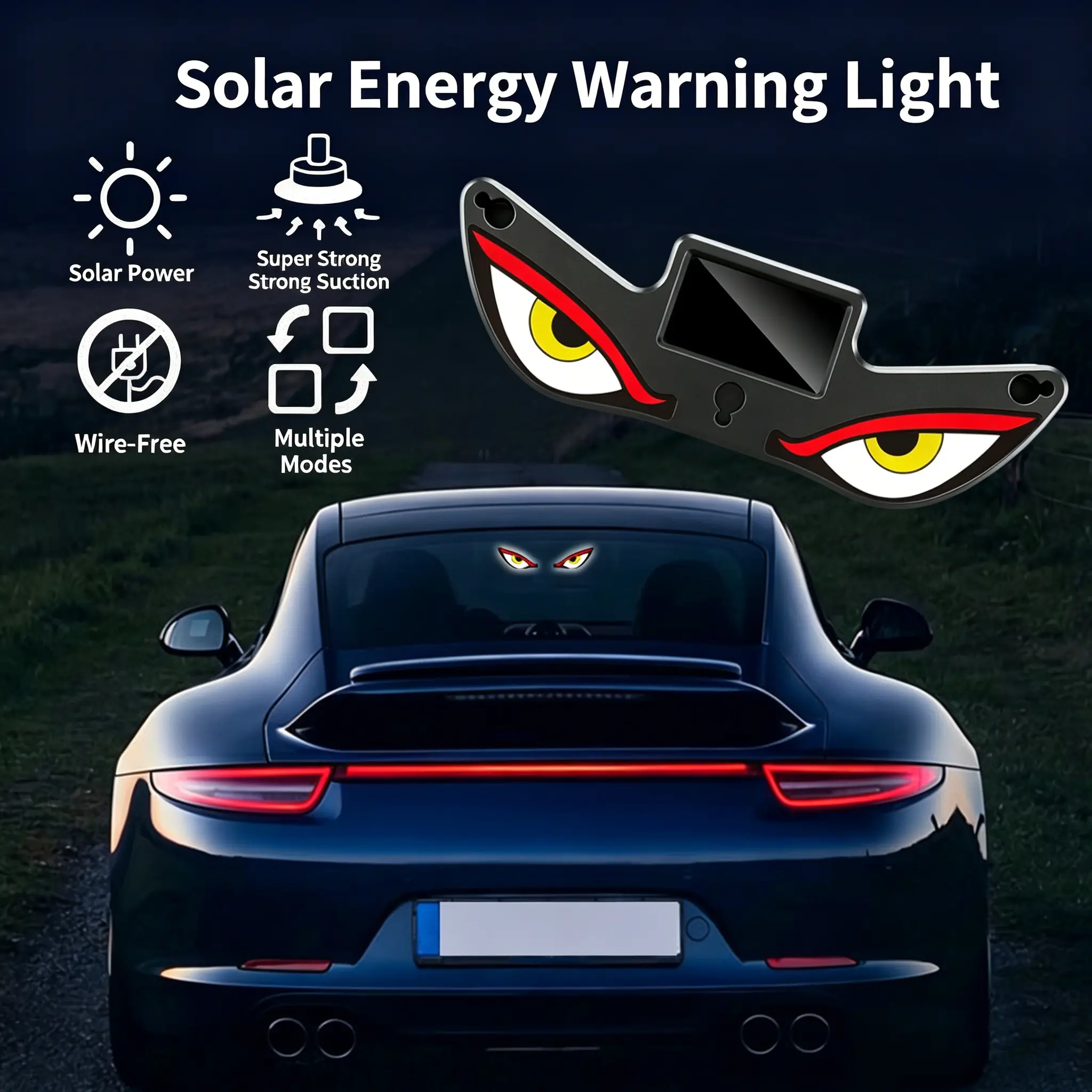 Car Rear Window Dynamic LED Display - Vampire Devil Eye Emoji Panel, Automotive Decorative Light