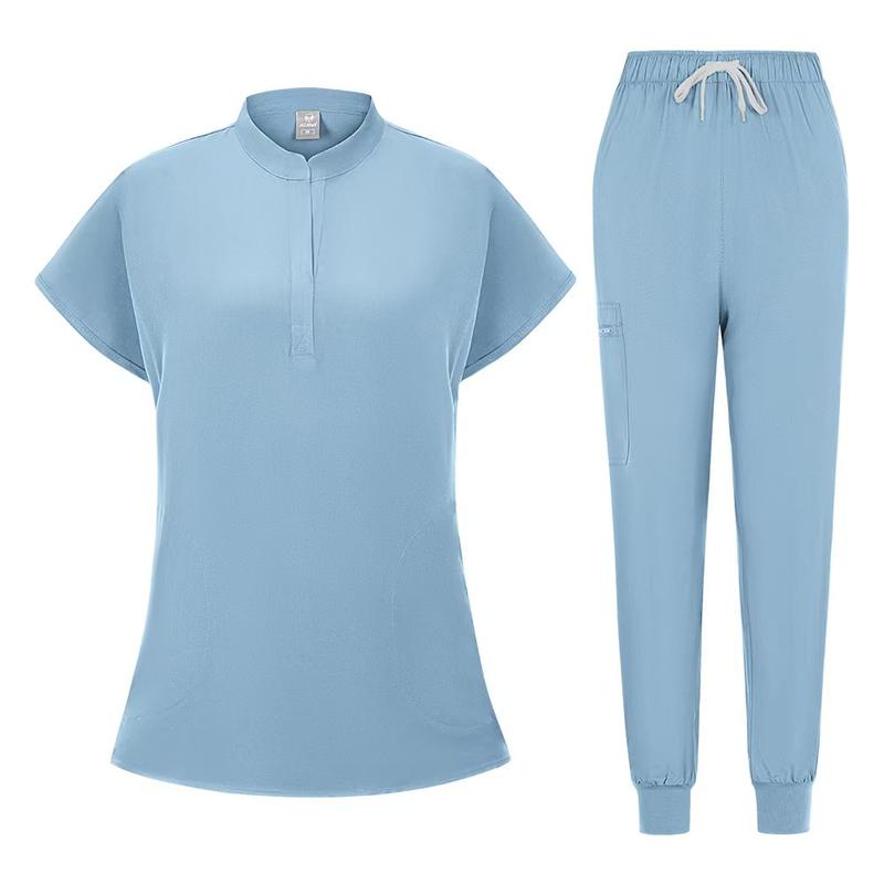 Scrubs Set for Women Nurse Uniform Jogger Suit Stretch Top & Pants with Multi Pocket for Nurse Esthetician Workwear Clothes Womenswear Fitted Minimalist Women's Workwear