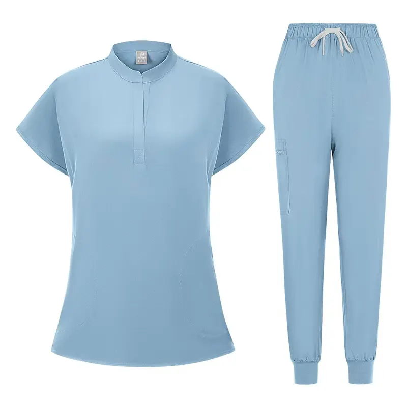 Scrubs Set for Women Nurse Uniform Jogger Suit Stretch Top & Pants with Multi Pocket for Nurse Esthetician Workwear Clothes Womenswear Fitted Minimalist Women's Workwear