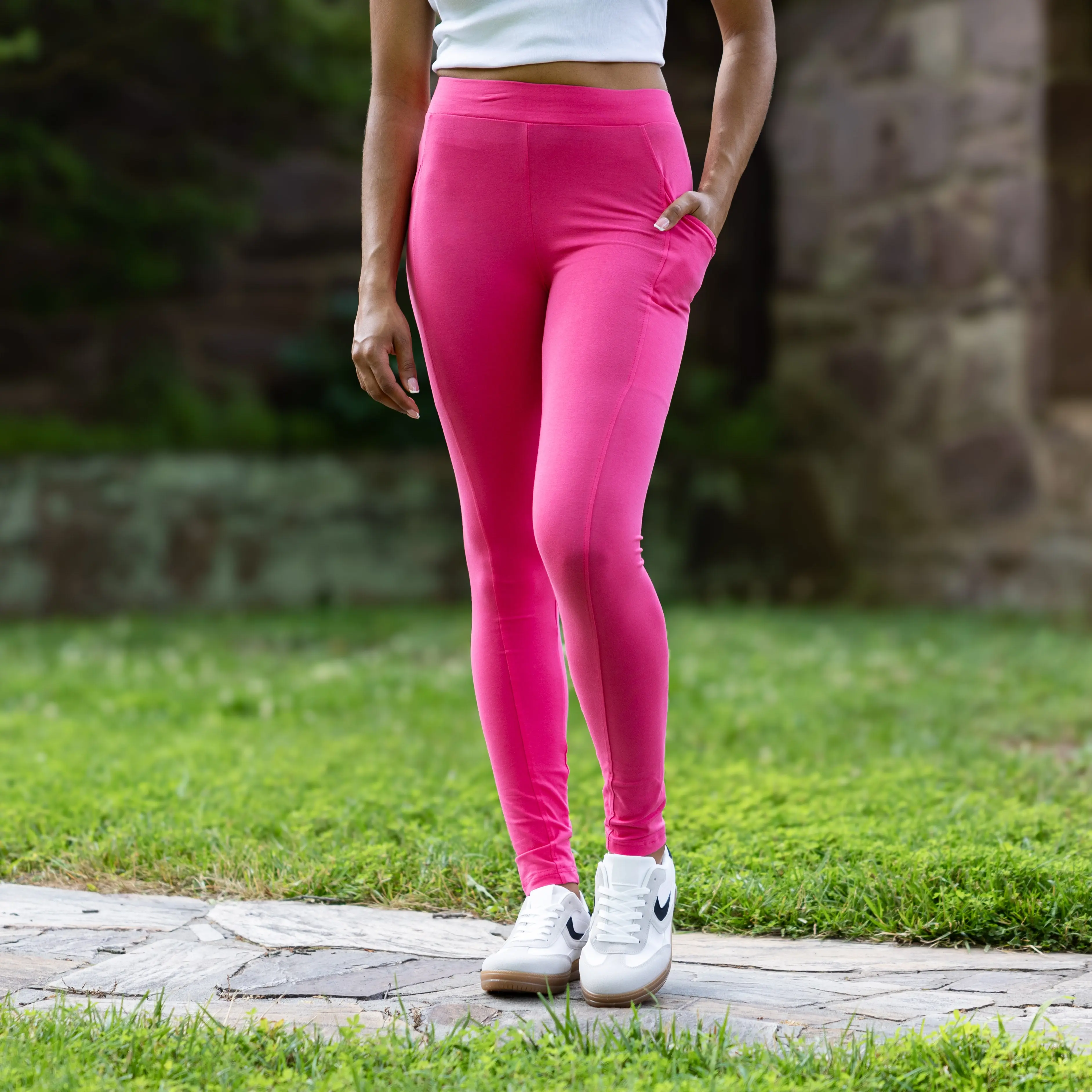Pink Adults Leggings with Pockets