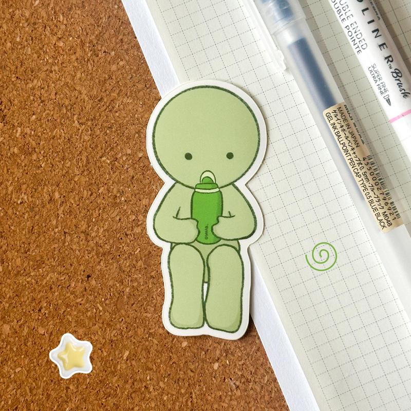 Smiski-Style Owala Sticker – Cute Vinyl Weatherproof Sticker for Journaling, Scrapbook, Planner, Laptop, Water Bottle
