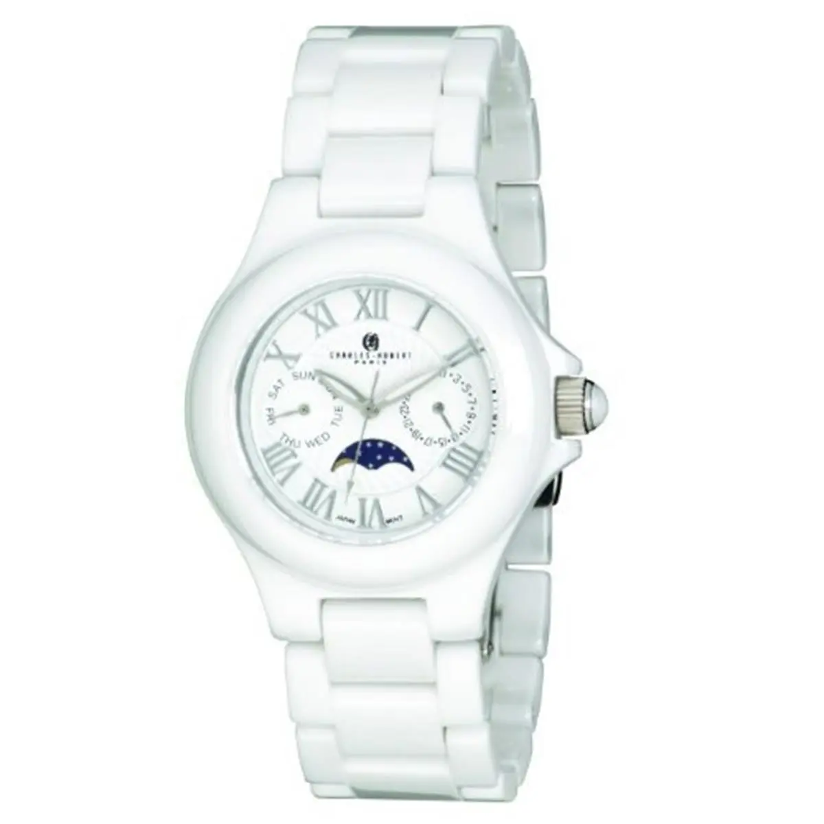 212 MAIN Charles-Hubert-Paris Unisex Quartz Watch - Ceramic Case, Ceramic Band, Water Resistant, Sun-Moon Dial