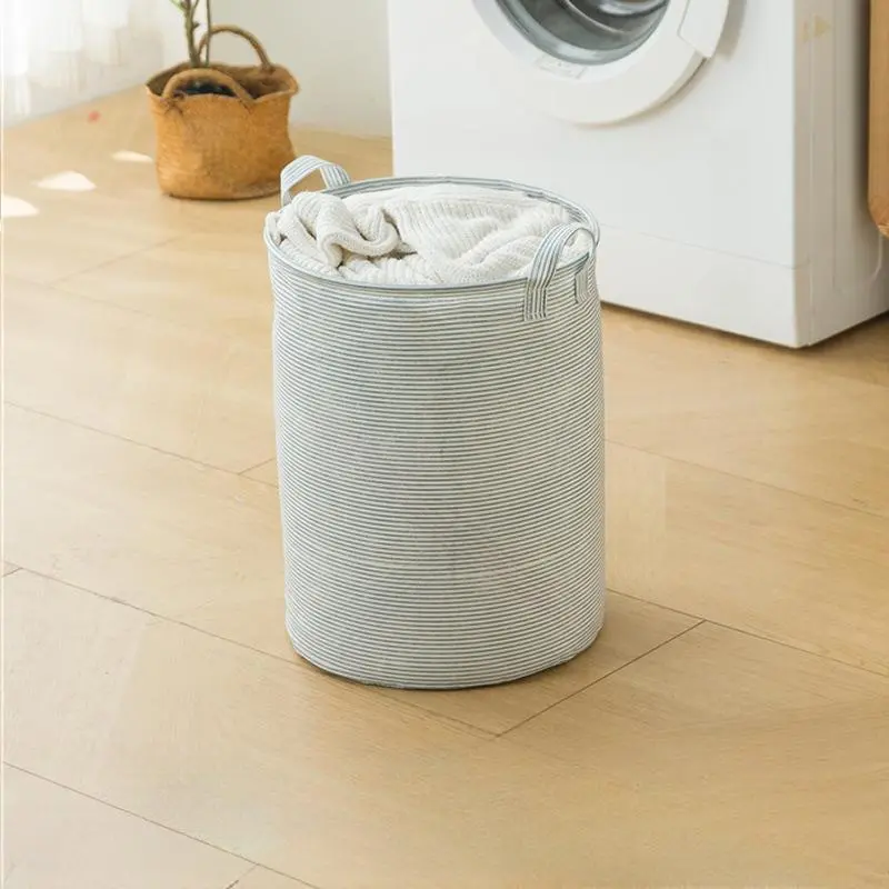 Minimalist Striped Pattern Laundry Basket, Laundry Hamper, 1 Count  Foldable Bathroom Storage Bin for Toys   Clothes, Laundry Basket for Home Hotel Salon Dormitory