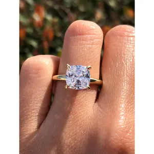 14K Gold 2.00 Carat Cushion Lab Grown Diamond Solitaire Engagement Ring