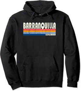 Retro Vintage 70s 80s Style Barranquilla, Colombia Pullover Hoodie - Nicketanic Shop 49B0BRR52BTP