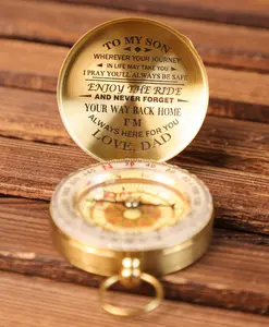 Hiking Essentials Engraved Love Compass | Inspirational Pocket Compass Gift for Son or Daughter from Mom and Dad | Luminous Dial with Pouch Camping Tools Camping Accessories