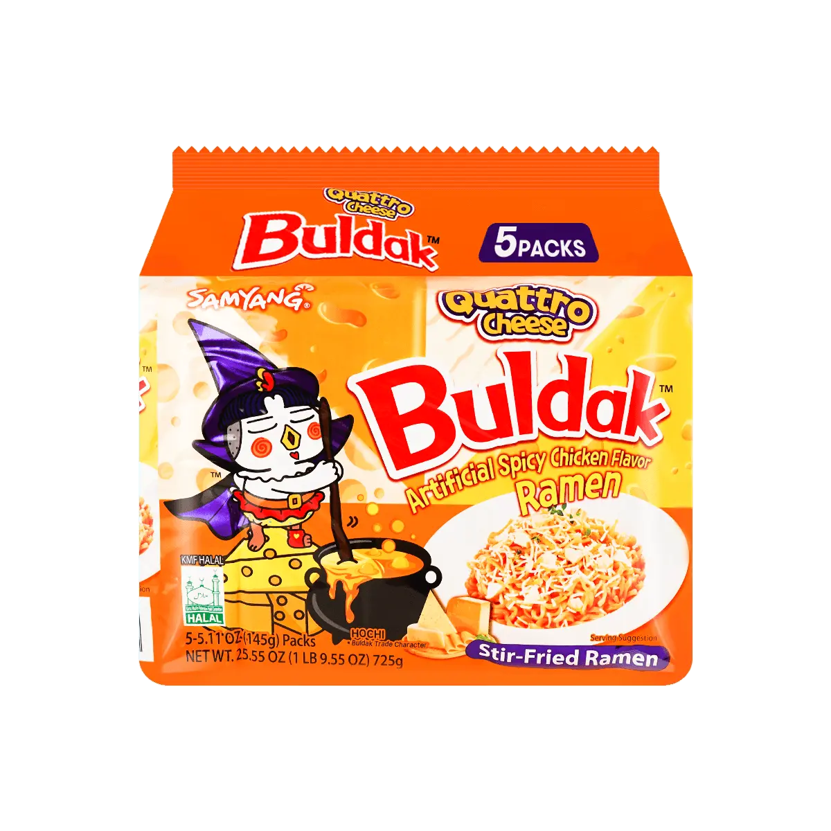 Samyang Cheese Ramen Buldak Stir Fried Noodles - 4 Cheese Flavor, Spicy Chicken Ramen, 145g x 5 Packs Samyang Cheese Ramen Buldak Stir Fried Noodles - 4 Cheese Flavor, Spicy Chicken Ramen, 145g x 5 Packs