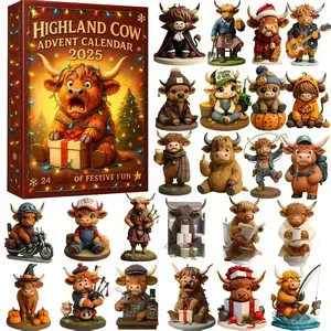 Highland Cow Advent Calendar, 3D Handmade Highland Design, Perfect Gift for Christmas Countdown, Daily Surprise, Unique Holiday Decoration, Festive Decorations, Unique Decorative Piece