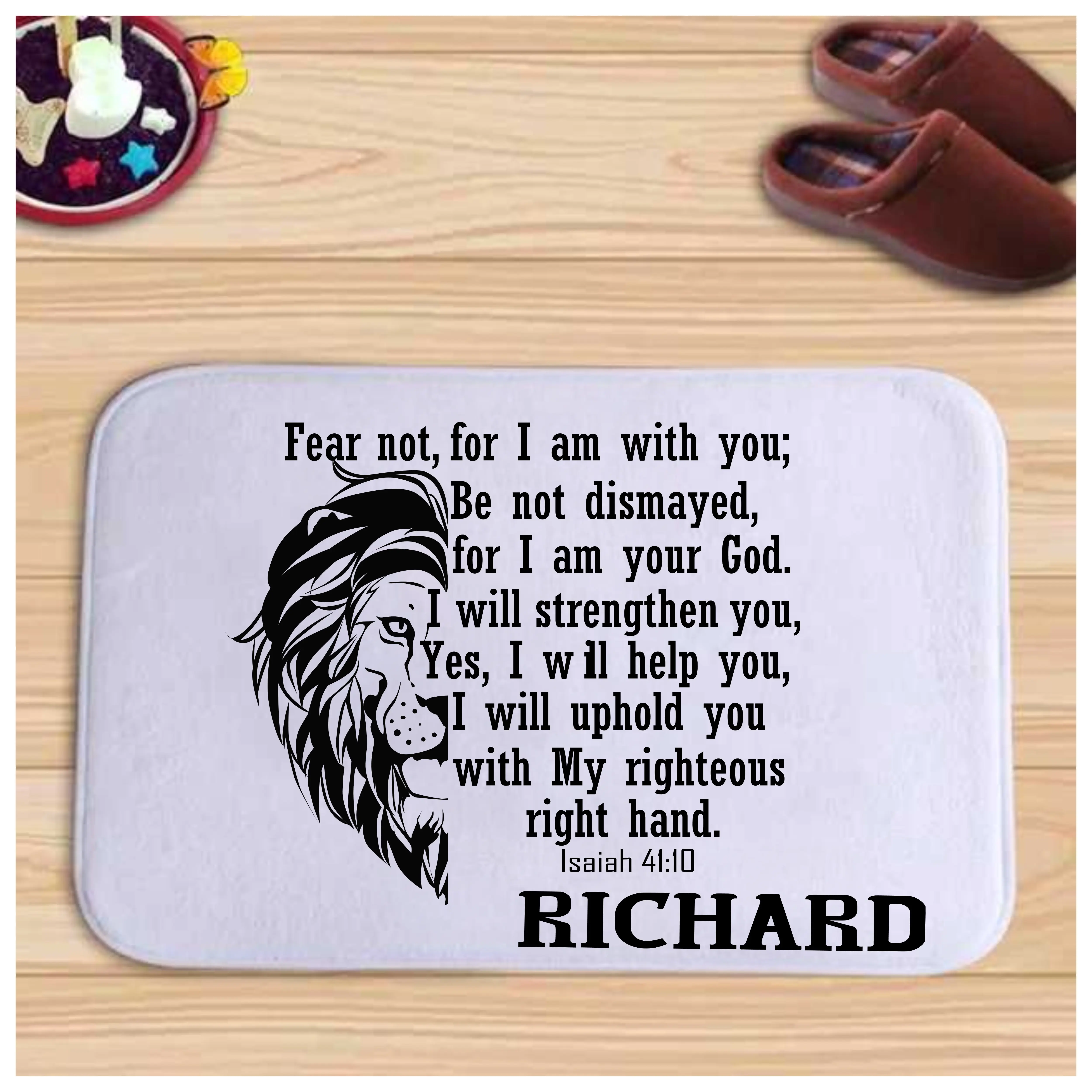 Customized Prayer Mat with Bible Verse & Your Name, Anti-Skid Base, Bedside Comfort Gift for Daily Devotion, Ideal for Family and Friends