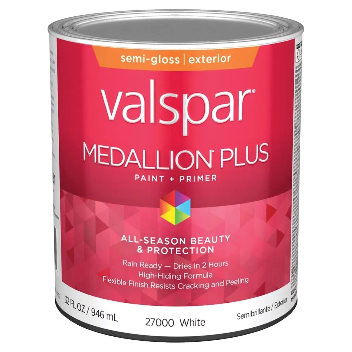 212 MAIN Valspar 1 qt. Medallion Acrylic Latex House Trim Paint and Primer - White Waterproof Paint, Mildew-Resistant for Wood, Outdoor Masonry (Office & School Maintenance Supply)
