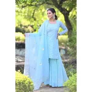 Powder Blue Sharara set