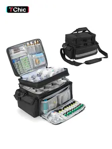 Portable Empty Medicine Storage Bag, Double Layer Medicine Travel Bag with Adjustable Divider, Emergency Medicine Bag for Home & Travel