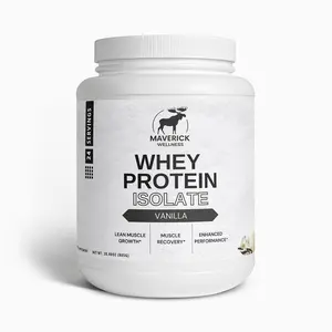100% Whey Protein Isolate Vanilla Fitness Edible Muscle Supplement Powder 22 Grams of Protein