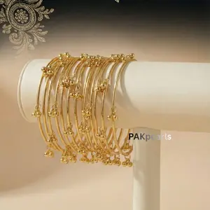 Gold Tone Kashmiri Ghungroo Bangle Set (8 Pcs) – Multicolor Indian Wedding Jewelry