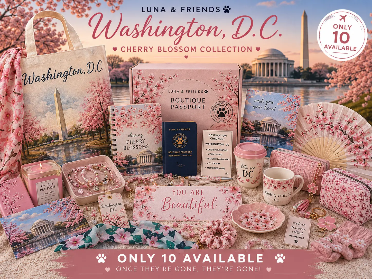 Destination Collection-4th stop Washington, DC Cherry Blossom Season-Curated Gift Box | Boutique Travel Collection