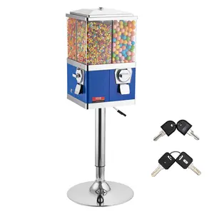summervibes VEVOR Commercial Vending Machine, Four Compartment Rotatable Gumball and Candy Dispenser, Adjustable Height Coin Operated Candy Bank with Iron Stand, for Business Toy Capsules Bouncy Balls Nut, Blue