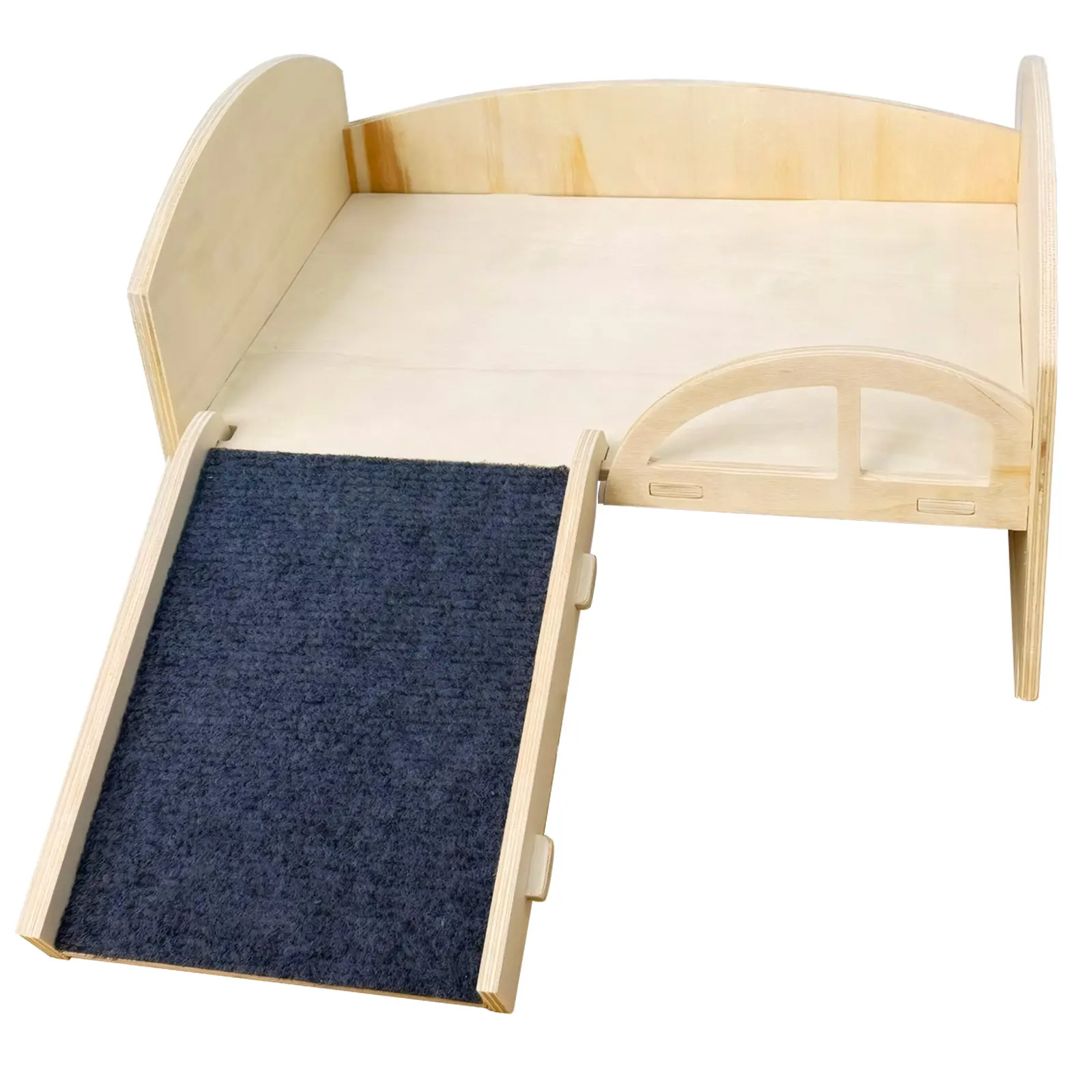 Wooden Small Animal Bed with Stable Stairs & Mat Guinea Hideout Platform Wear Resist Multi-Level Guinea Pig Castle for Hamsters Bunny Chinchillas