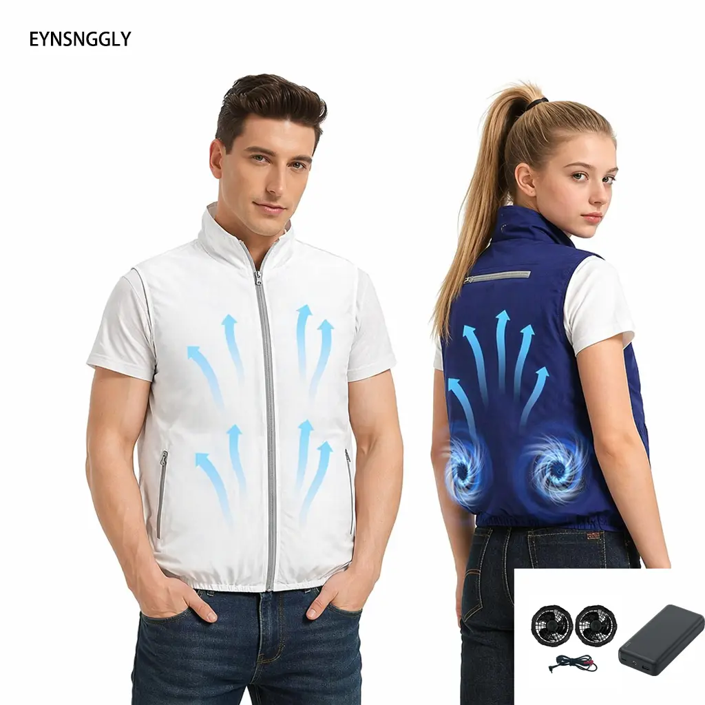 EYNSNGGLY Unisex Cooling Vest - Stylish Sports Vest with 2 Dual 12000RPM Fans, 20000mAh Battery, Up to 18 Hours of Battery Life