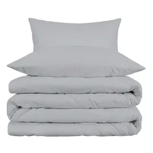 HomeRoots 1000 Thread Count King Size Cotton Blend Bed Comforter Set - Light Gray, Washable Duvet Cover Set, 11x9x4.5 in (Model 528119)