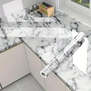 Self-adhesive Marble Pattern Wallpaper, Waterproof & Oil-proof Wall Sticker, Kitchen Countertop Renovation Wallpaper, Wall Decor for Home Kitchen Bathroom, Marble Backsplash Wallpaper