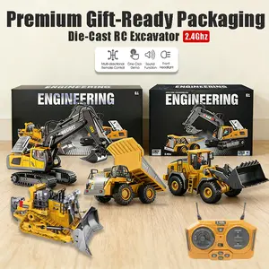 2.4G RC Construction Vehicle Set - Educational Remote Control Toy Gift Box with Excavator, Bulldozer, Dump Truck, Loader - 2/3/4-Piece Options for Boys' Birthdays