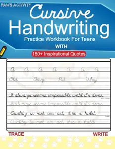 Cursive Handwriting Practice Workbook for Teens:: Cursive Writing Practice book with Inspirational Quotes for Young Adults and Teenagers