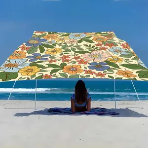 1Pcs petal leaf stem floral pattern sunshade canopy made of lightweight polyester, suitable for beach, camping, garden, picnic - outdoor adventure sunshade (support poles not included)