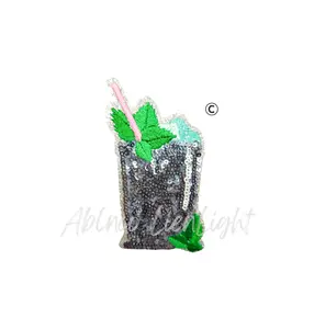 Preppy Pink Glitter Derby Mint Julep ©️ Sequin Patch